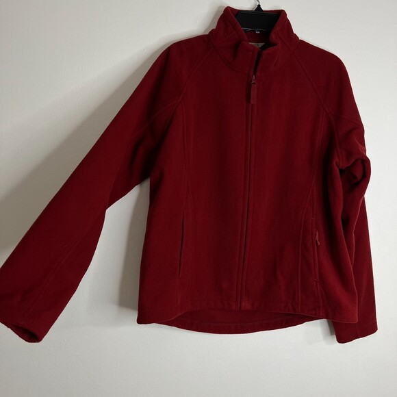 Duluth Trading Fleece Jacket Men's Full Zip Sweater Red Pockets Sz Large - Picture 1 of 10